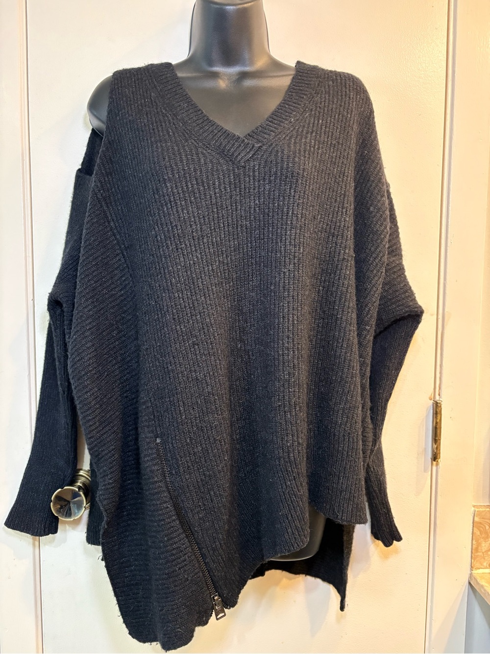 All Saints Size Small Able Open Shoulder Jumper Sweater Asymmetrical Wool Alpaca